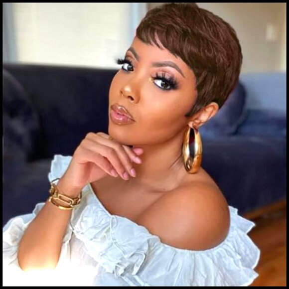 Pixie Cut Wig Straight Glueless Human Hair Synthetic Modern Fashion
